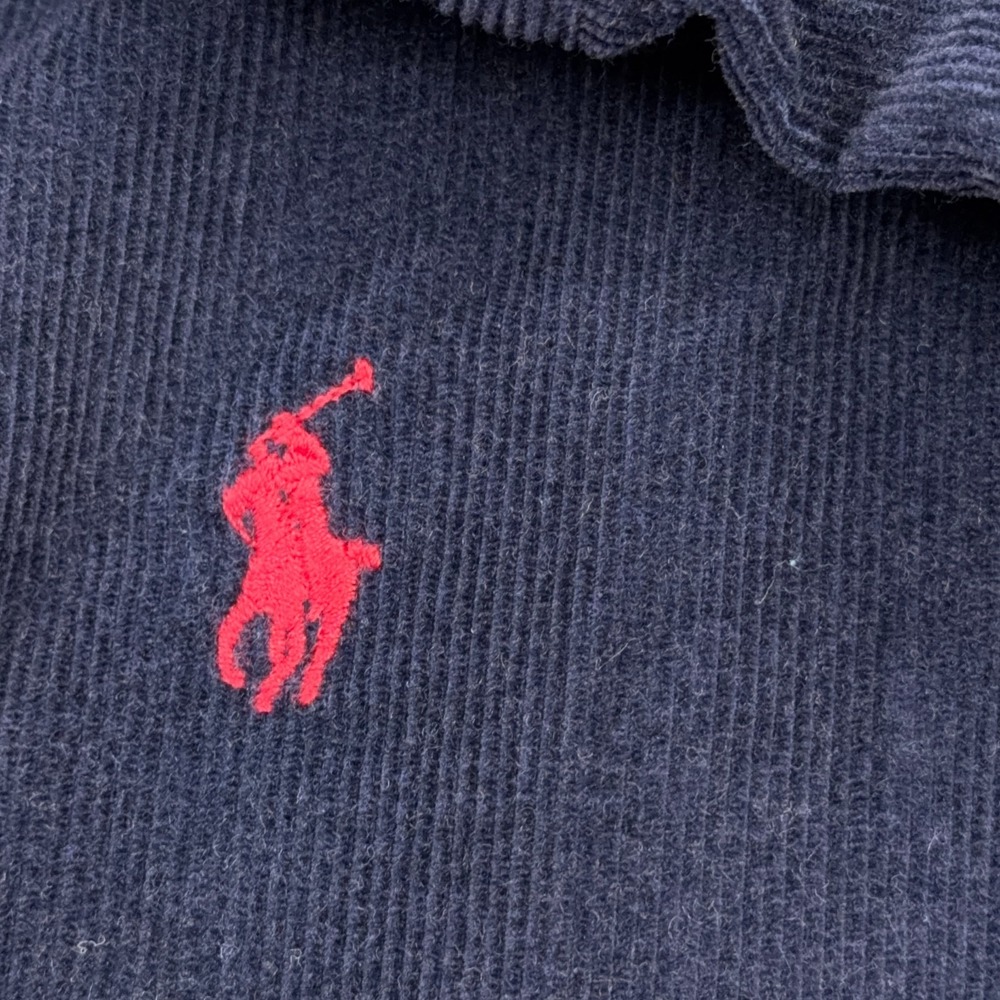 Vintage Ralph Lauren Shirt Men XL Navy Blue Corduroy Button Up Blaire Red Pony - Picture 3 of 10